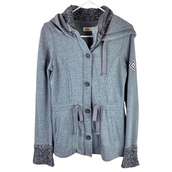 Hollister Hooded Fleece Jacket Gray Sz S - Picture 1 of 7